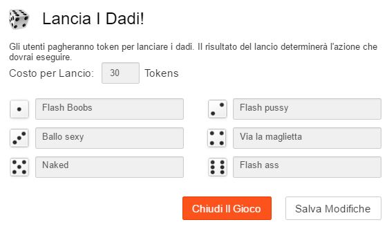 impostazioni lancio dadi